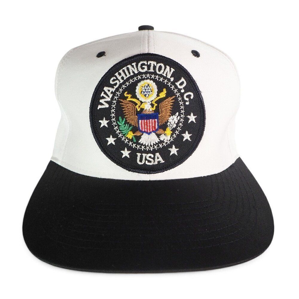 Vintage 90s Y2K Washington D.C. Presidential Logo Snapback Hat White / Black OS